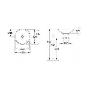 lavoar pe blat villeroy boch loop friends rotund fara orificiu pentru12002.jpg