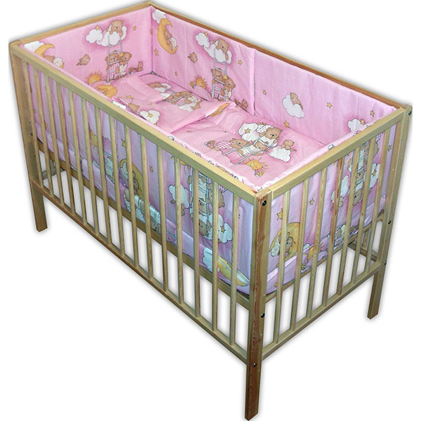 Lenjerie patut 5 piese Ursulet Somn Usor roz