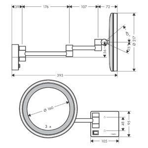 oglinda cosmetica cu iluminare hansgrohe addstoris negru mat26767.jpg