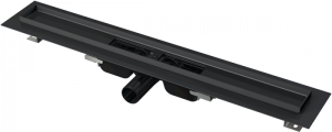 rigola dus faiantabila neagra iesire laterala 1450 mm alcadrain apz101black 1450 274860.png