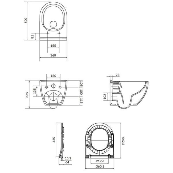Set vas WC suspendat, Cersanit, Zen, rimless, cu capac soft close, alb 2 set vas wc suspendat cersanit zen rimless cu capac soft close alb25298.jpg