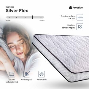 Saltea SILVER FLEX, spumă poliuretanică, reversibilă, hipoalergenică, super ortopedică, Grosime 19 cm - imagine 3