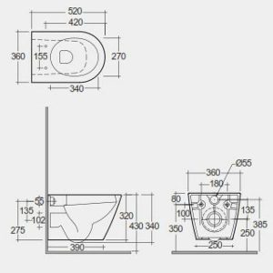 vas wc suspendat rak feeling rimless oval negru mat24598.jpg