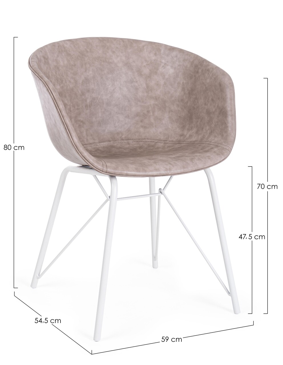 Scaun Warhol, Bizzotto, piele ecologica, 59x54.5x80 cm, bej/alb 8 l scaun warhol bizzotto piele ecologica 59x545x80 cm bejalb 7.jpg