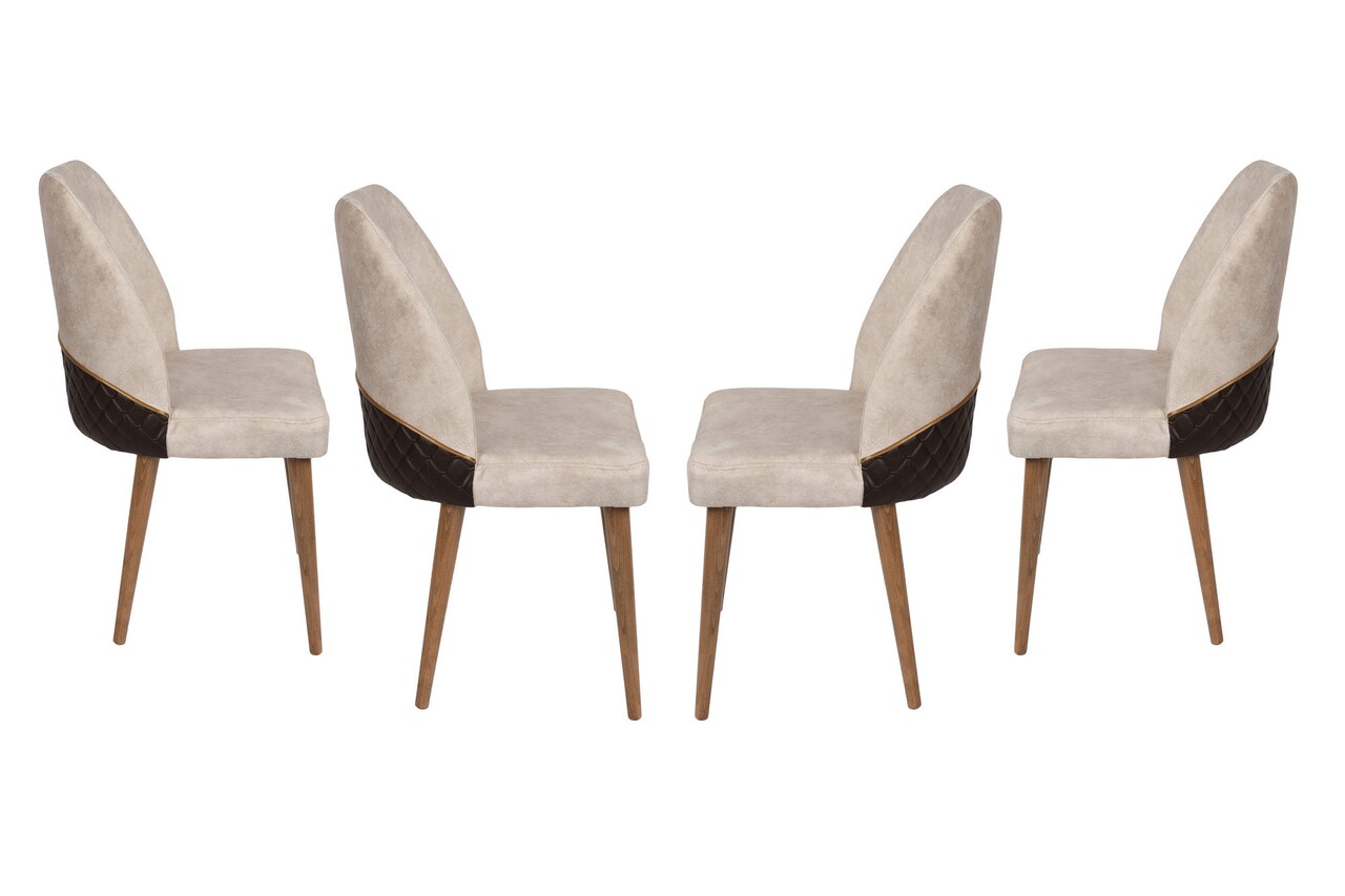 Set 4 scaune, Nmobb, Nova 761, 50 x 90 x 49 cm, metal/lemn, crem/maro 3 l set 4 scaune nmobb nova 761 50 x 90 x 49 cm metallemn cremmaro 2.jpg