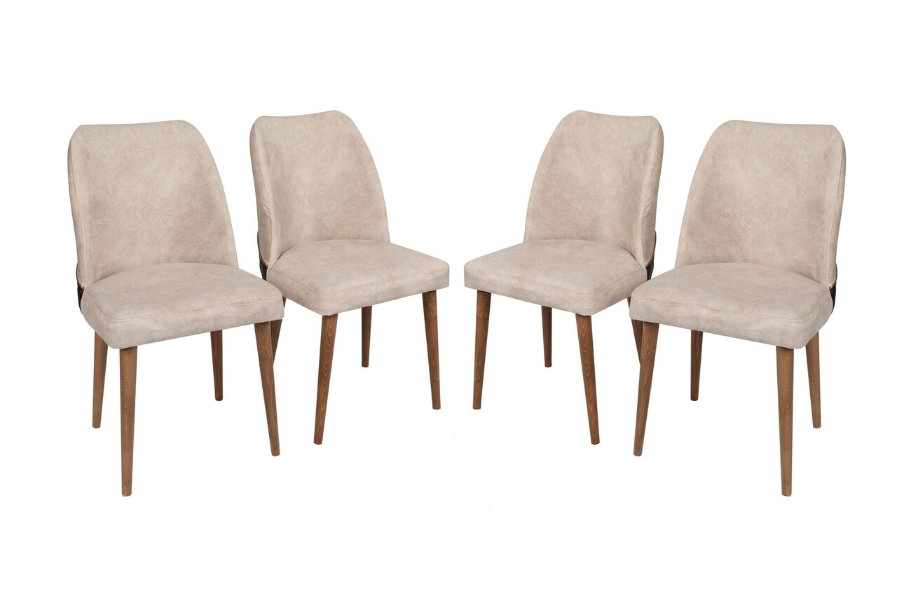 Set 4 scaune, Nmobb, Nova 761, 50 x 90 x 49 cm, metal/lemn, crem/maro 1 l set 4 scaune nmobb nova 761 50 x 90 x 49 cm metallemn cremmaro.jpg