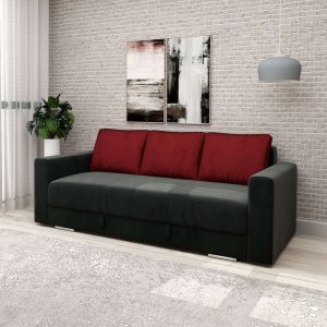 Canapea extensibila MAGIS catifea neagra perne rosu bordo opt1.jpg