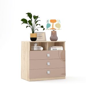 Comoda LINEA 3 sertare sonoma cappuccino gloss opt.jpg