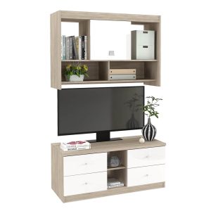 Comoda MODUS 4 sertare cu dulap suspendat oak mdf alb gloss opt.jpg