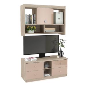 Comoda MODUS 4 sertare si dulap suspendat oak mdf cappuccino gloss opt.jpg