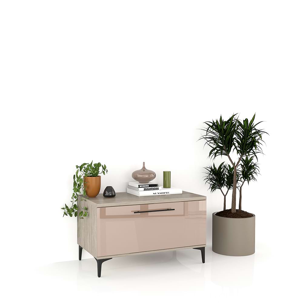Comoda CUBO 90, 1U, Italian, Oak, Cappuccino Gloss 1 Comoda TV CUBO 90 1 usa Oak Cappuccino Gloss.jpg