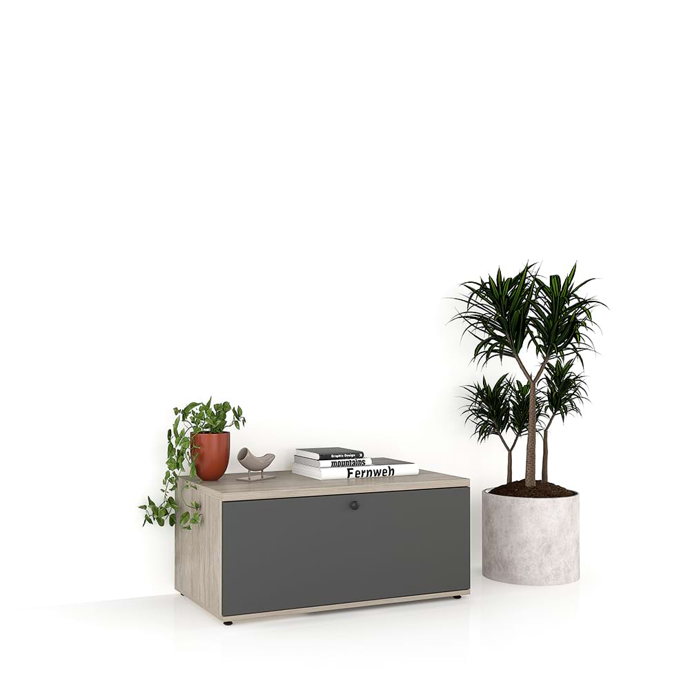 Comoda living CUBO 90, 1U, Clasic, Oak, Antracit 1 Comoda TV CUBO 90 Clasic Oak Antracit.jpg