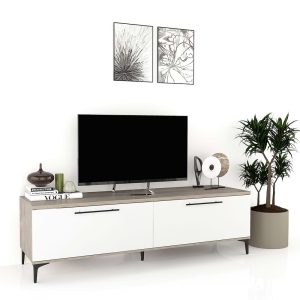 Comoda TV CUBO B180 2 usi Oak Alb.jpg