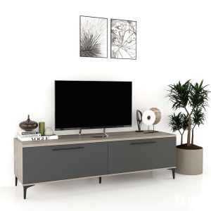 Comoda TV CUBO B180 2 usi Oak Antracit.jpg