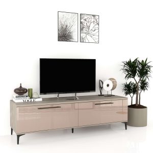 Comoda TV CUBO B180 2 usi Oak Cappuccino Gloss.jpg