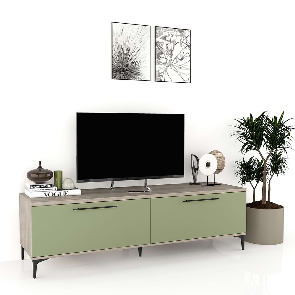 Comoda TV CUBO 180 2U, Italian, Oak, Pesto 1 Comoda TV CUBO B180 2 usi Oak Pesto.jpg