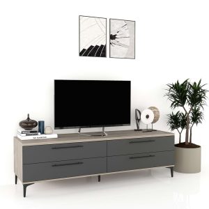Comoda TV CUBO B180 4 sertare Oak Antracit.jpg