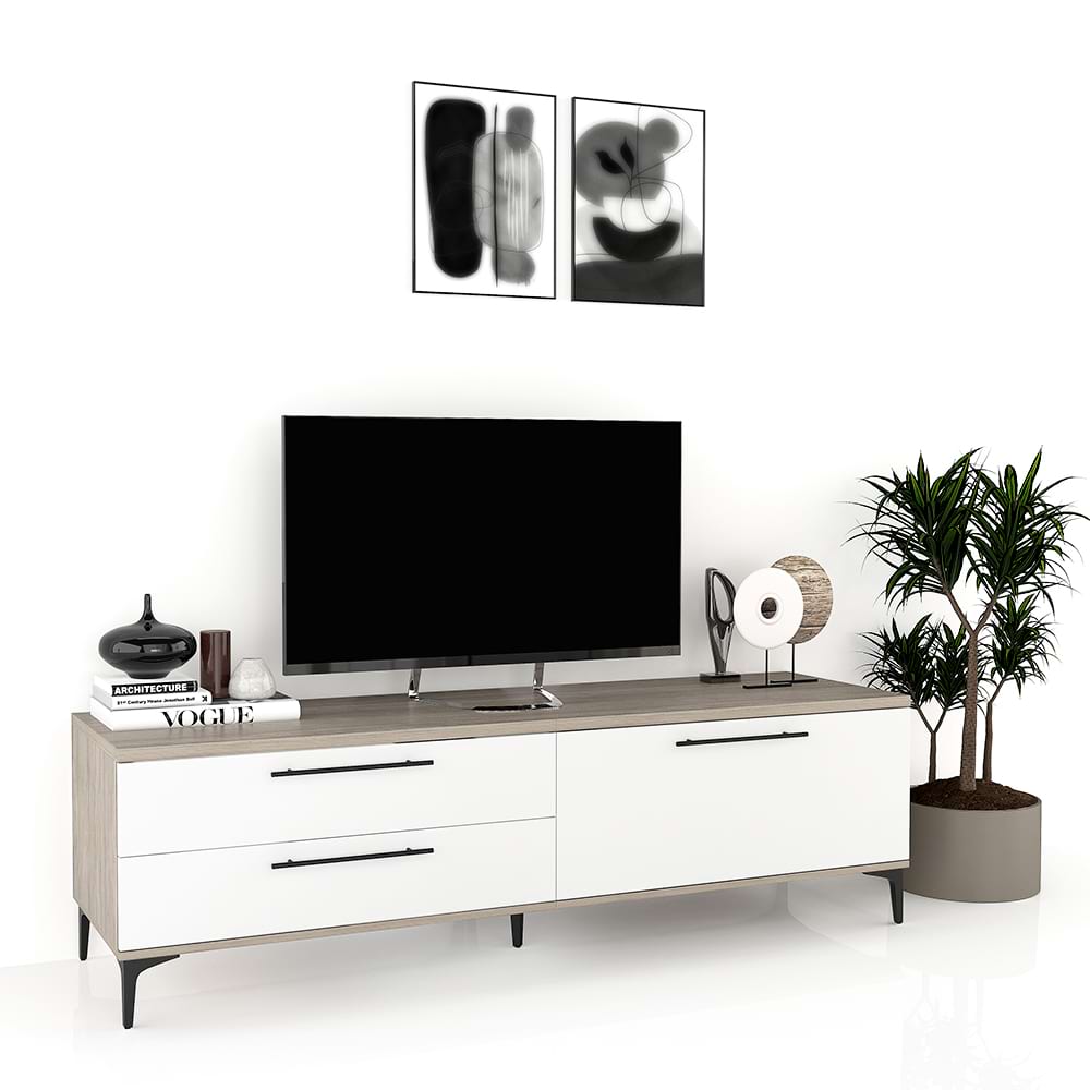 Comoda TV CUBO 180, 1U2S, Italian, Oak, Alb 1 Comoda TV CUBO B180 Oak Alb qqhl 1l.jpg