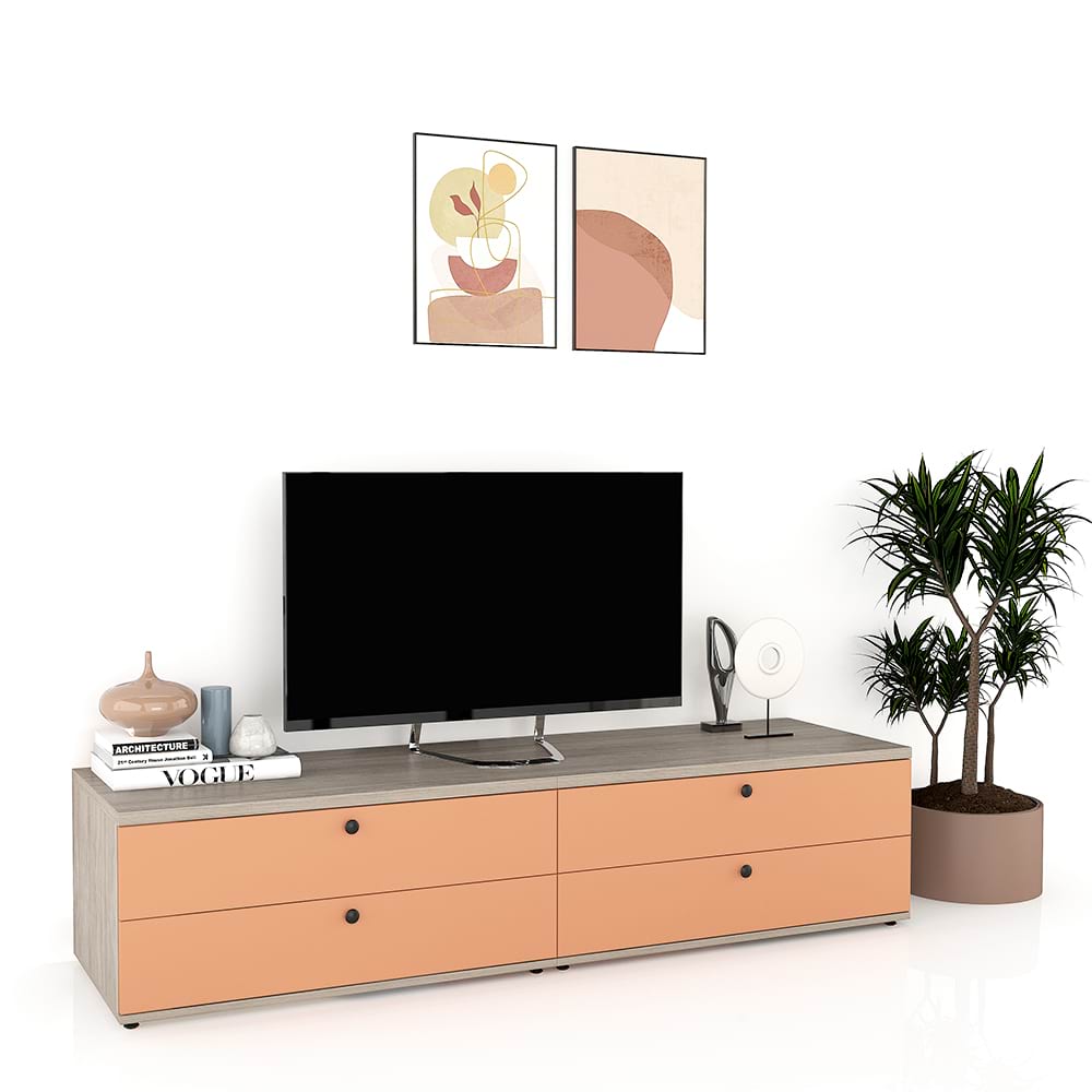 Comoda TV living CUBO 180, 4 sertare, Clasic, Oak, Ginger 1 Comoda living CUBO 180 4 sertare Clasic Oak Ginger.jpg