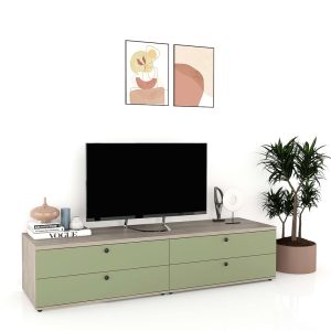 Comoda living CUBO 180 4 sertare Clasic Oak Pesto.jpg