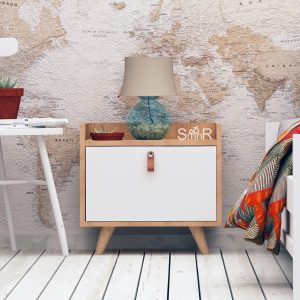 Noptiera Dopo, Mod Design, 50x40x55 cm, alb/maro - imagine 2