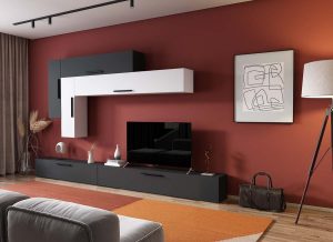 Living Pati 151 - Mobila Sufragerie Gri Antracit + Alb - imagine 2