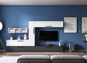 Living Pati 183 - Mobila Sufragerie Gri Antracit + Alb - imagine 2