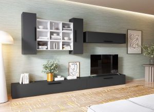 Living Pati 186 - Mobila Sufragerie Gri Antracit+ Alb - imagine 2