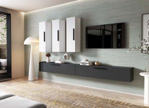 Living Pati 191 - Mobila Sufragerie Gri Antracit + Alb - imagine 2