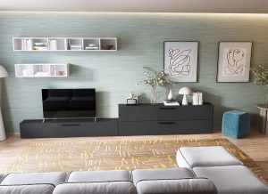 Living Pati 194 - Mobila Sufragerie Gri Antracit + Alb - imagine 2
