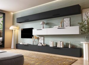 Living Pati 197 - Mobila Sufragerie Gri Antracit + Alb - imagine 2