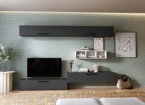 Living Pati 200 - Mobila Sufragerie Gri Antracit + Alb - imagine 2