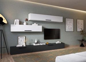 Living Pati 205 - Mobila Sufragerie Gri Antracit + Alb - imagine 2