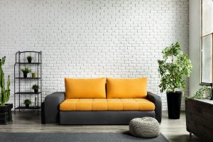 Canapea Extensibilă 3 locuri CAROL, cu ladă de depozitare, 250x100x75 cm, Mango/Negru - imagine 4