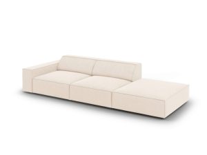 Canapea 3 locuri cotiera dreapta, Jodie, Micadoni Home, BL, 262x102x70 cm, catifea, bej deschis - imagine 2