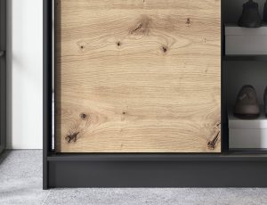 Dulap pentru haine cu oglinda ELTAP, Esville II, 120x60x220 cm, MDF/ABS, negru/stejar - imagine 5