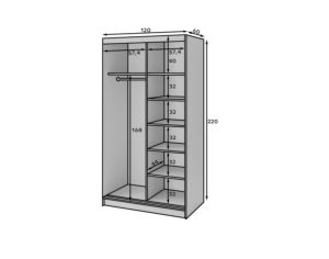 Dulap pentru haine cu oglinda ELTAP, Esville II, 120x60x220 cm, MDF/ABS, negru/stejar - imagine 6