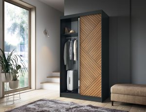 Dulap pentru haine cu oglinda ELTAP, Marrphy II, 120x60x220 cm, MDF/ABS, negru/maro - imagine 2