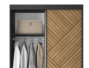 Dulap pentru haine cu oglinda ELTAP, Marrphy II, 120x60x220 cm, MDF/ABS, negru/maro - imagine 3