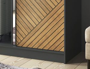 Dulap pentru haine cu oglinda ELTAP, Marrphy II, 120x60x220 cm, MDF/ABS, negru/maro - imagine 4