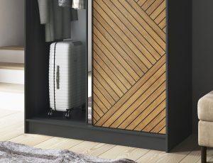 Dulap pentru haine cu oglinda ELTAP, Marrphy II, 120x60x220 cm, MDF/ABS, negru/maro - imagine 5