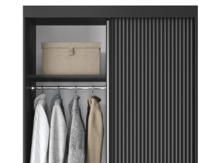 Dulap pentru haine cu oglinda ELTAP, Prescco II, 120x60x220 cm, MDF/ABS, negru - imagine 3