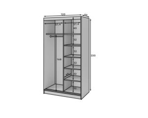 Dulap pentru haine cu oglinda ELTAP, Prescco II, 120x60x220 cm, MDF/ABS, negru - imagine 6