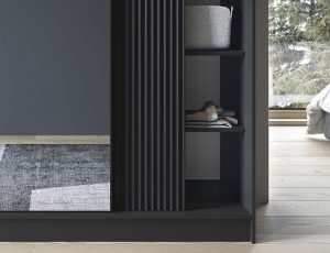 Dulap pentru haine cu oglinda ELTAP, Prescco III, 180x60x220 cm, MDF/ABS, negru - imagine 5