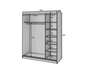 Dulap pentru haine cu oglinda ELTAP, Prescco III, 180x60x220 cm, MDF/ABS, negru - imagine 6