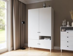 Dulap pentru haine ELTAP, Dullum, 120x60x205 cm, PAL/PVC, alb - imagine 2