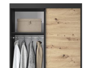Dulap pentru haine ELTAP, Esville II, 120x60x220 cm, MDF/ABS, negru/stejar - imagine 3