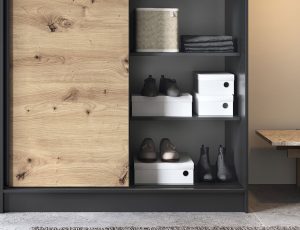 Dulap pentru haine ELTAP, Esville II, 120x60x220 cm, MDF/ABS, negru/stejar - imagine 4