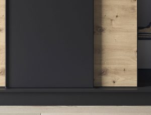 Dulap pentru haine ELTAP, Esville III, 180x60x220 cm, MDF/ABS, negru/stejar - imagine 4