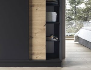 Dulap pentru haine ELTAP, Esville III, 180x60x220 cm, MDF/ABS, negru/stejar - imagine 5